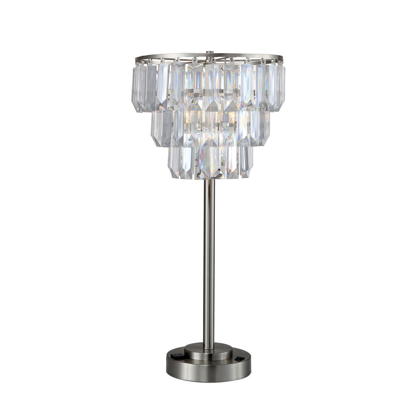 Contemporary Table Lamp with Inverted Crystal Like Shade Silver and Gray-zoom-