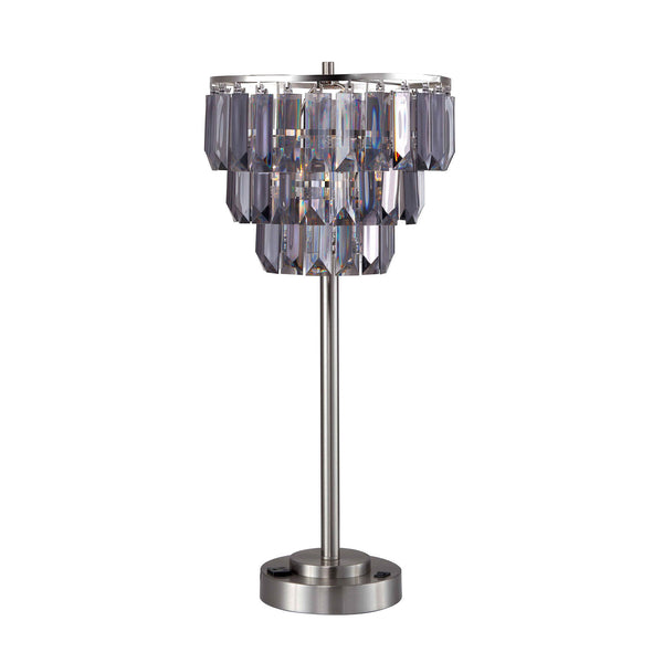 Contemporary Table Lamp with Inverted Crystals Like Shade Silver and Gray