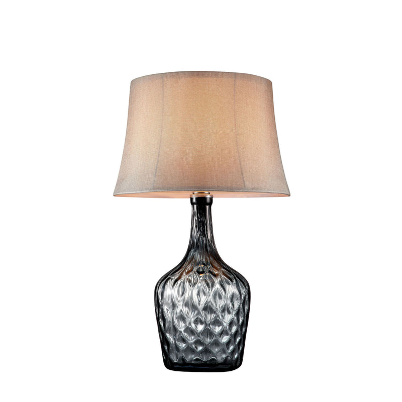 Contemporary Table Lamp with Hand Blown Glass Pattern. Gold and Gray-zoom-