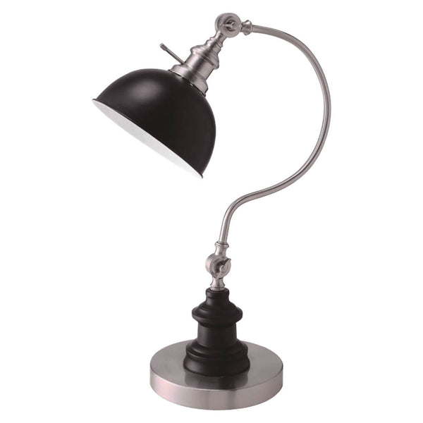 Industrial Style Vintage Table Lamp with Curved Stem Silver and Black