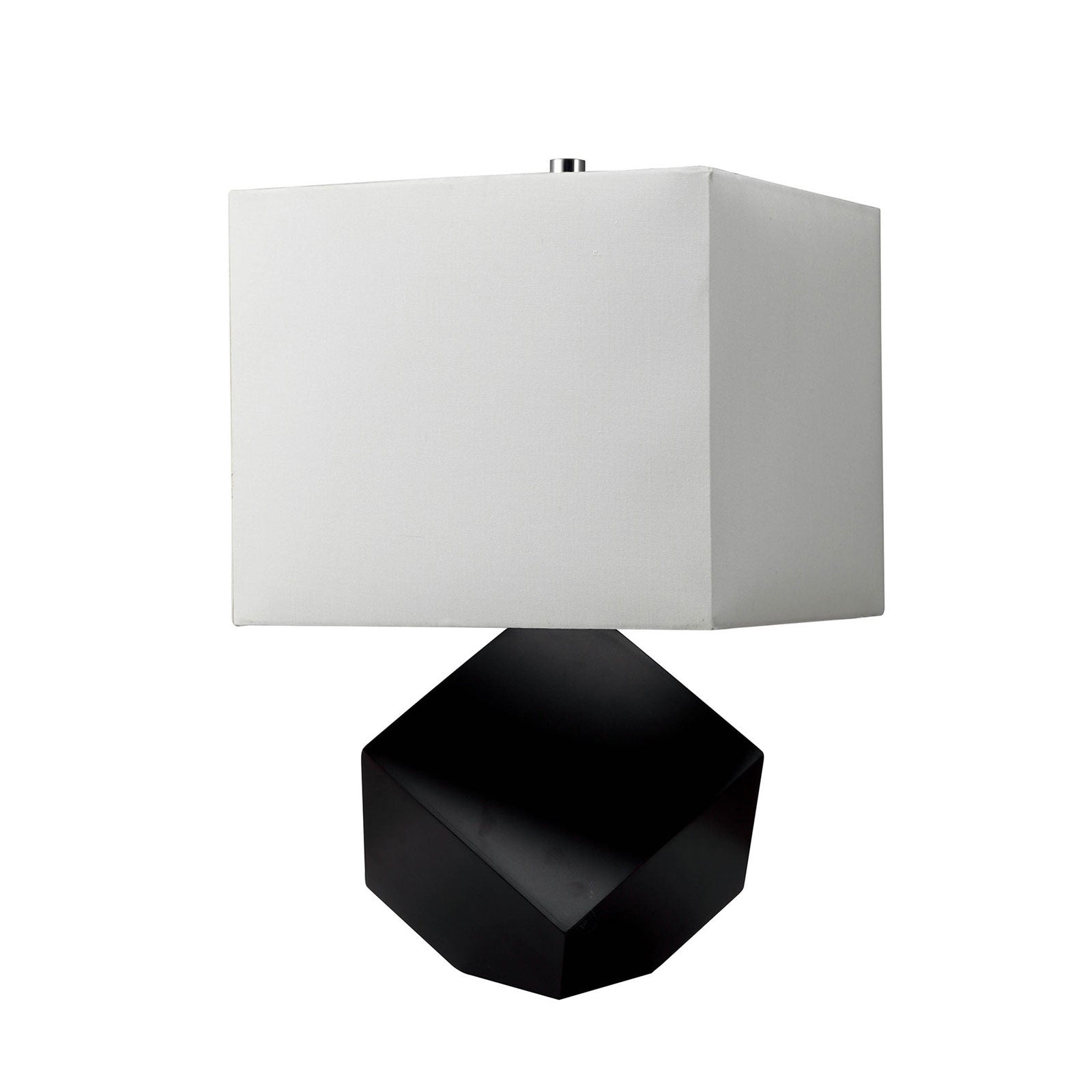Contemporary Table Lamp with 3D Wooden Geometric Base Black-zoom-1