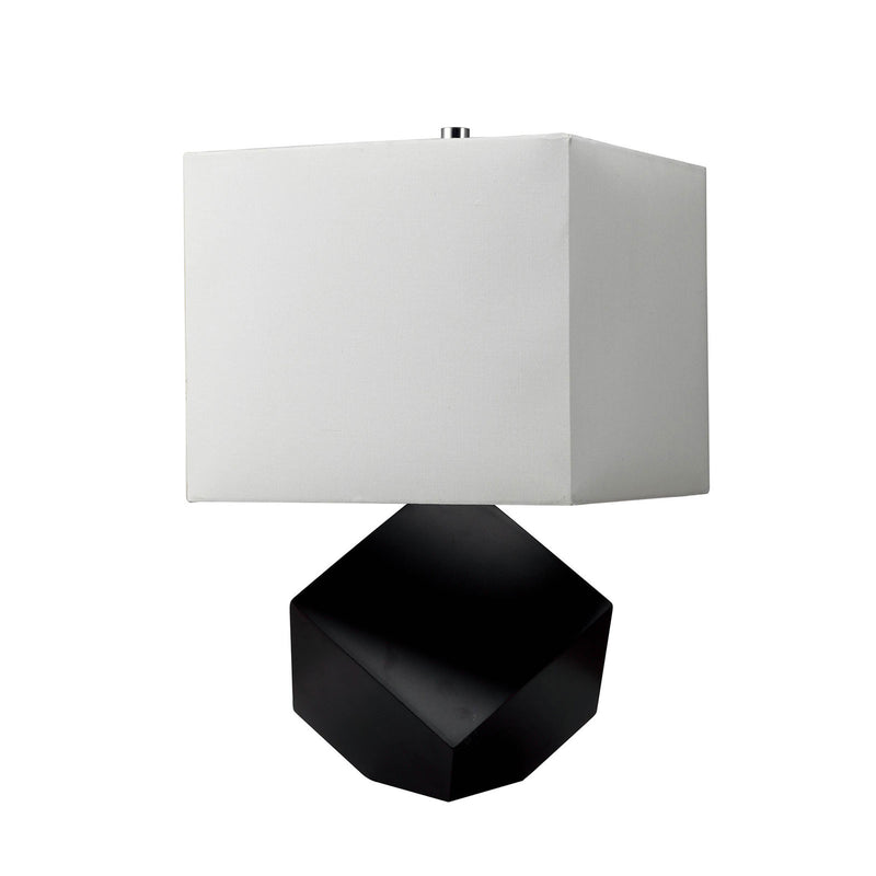 Contemporary Table Lamp with 3D Wooden Geometric Base Black-zoom-