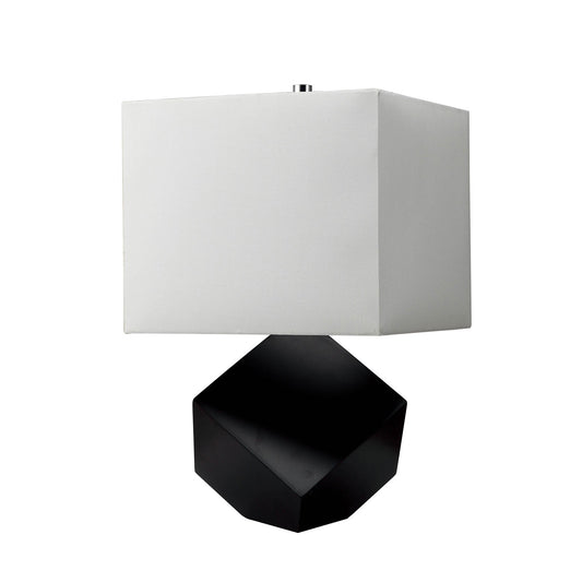 Contemporary Table Lamp with 3D Wooden Geometric Base Black