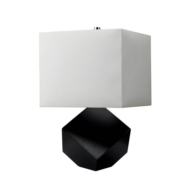 Contemporary Table Lamp with 3D Wooden Geometric Base Black