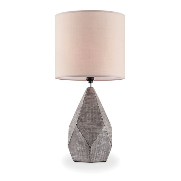 24 Inch Table Lamp with Geometric Design and Multiple Facets Gray