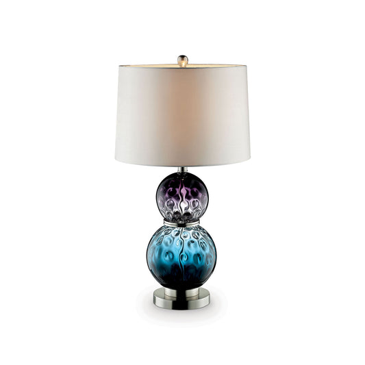 Table Lamp with Stacked Ball Base and Round Tier Support Blue and Purple