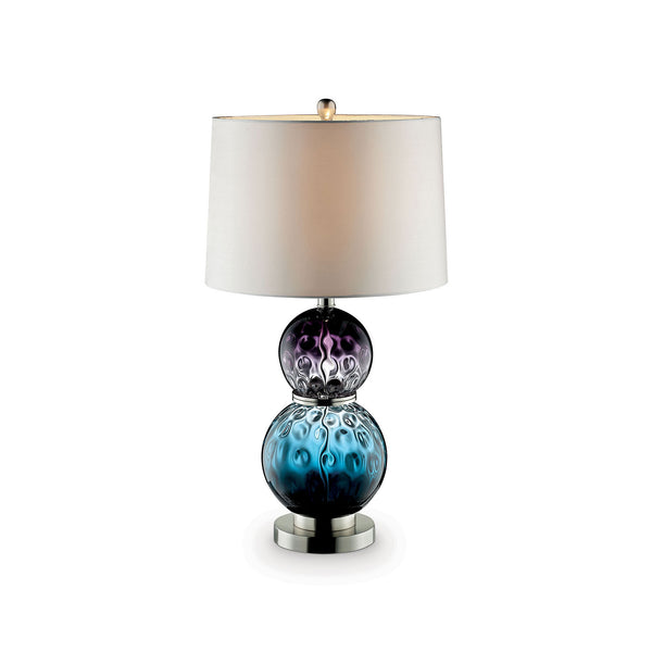 Table Lamp with Stacked Ball Base and Round Tier Support Blue and Purple