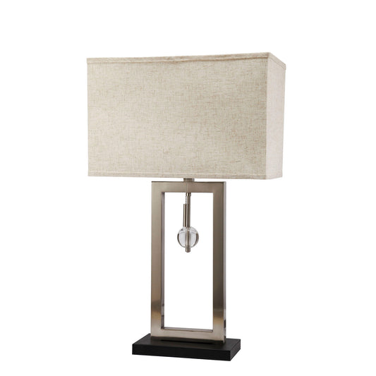 Contemporary Table Lamp with Rectangular Frame Base Silver and Black