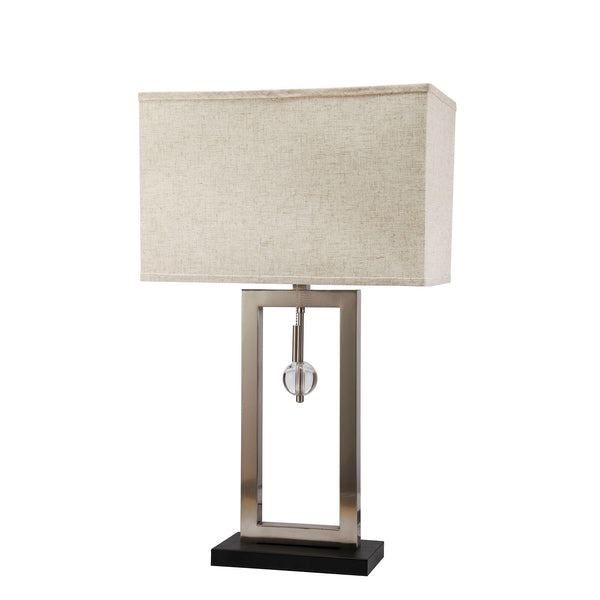 Contemporary Table Lamp with Rectangular Frame Base Silver and Black