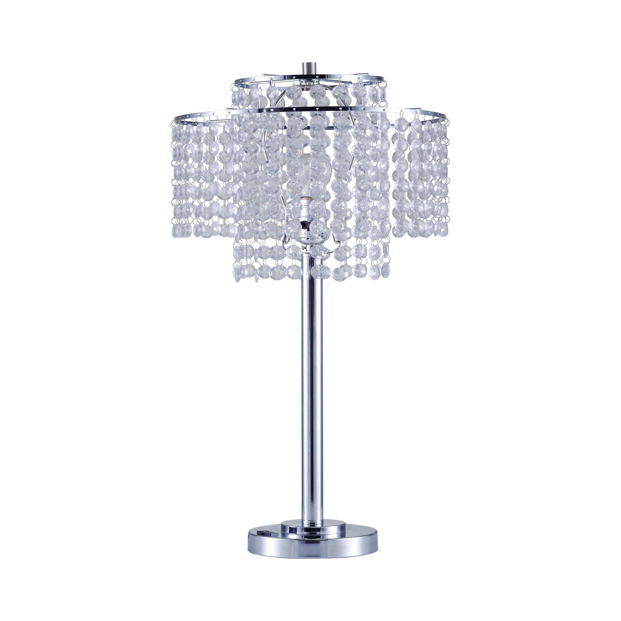 Contemporary Style Table Lamp with Stalk Support and Tier Base Silver-zoom-1
