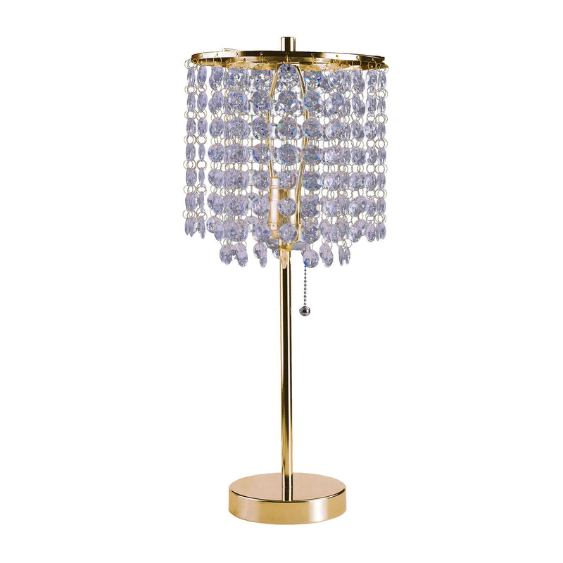 Contemporary Style Table Lamp with Stalk Support and Round Base Gold-zoom-