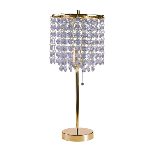 Contemporary Style Table Lamp with Stalk Support and Round Base Gold