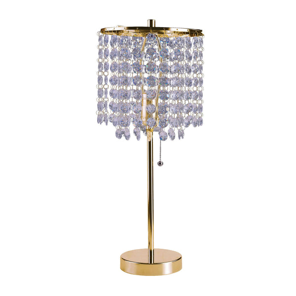 Contemporary Style Table Lamp with Stalk Support and Round Base Gold
