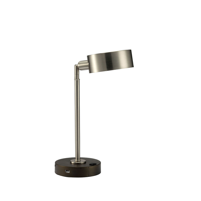 Table Lamp with Stalk Metal Support and Adjustable Head Silver and Black-zoom-