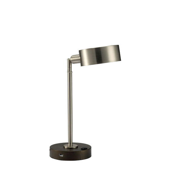 Table Lamp with Stalk Metal Support and Adjustable Head Silver and Black