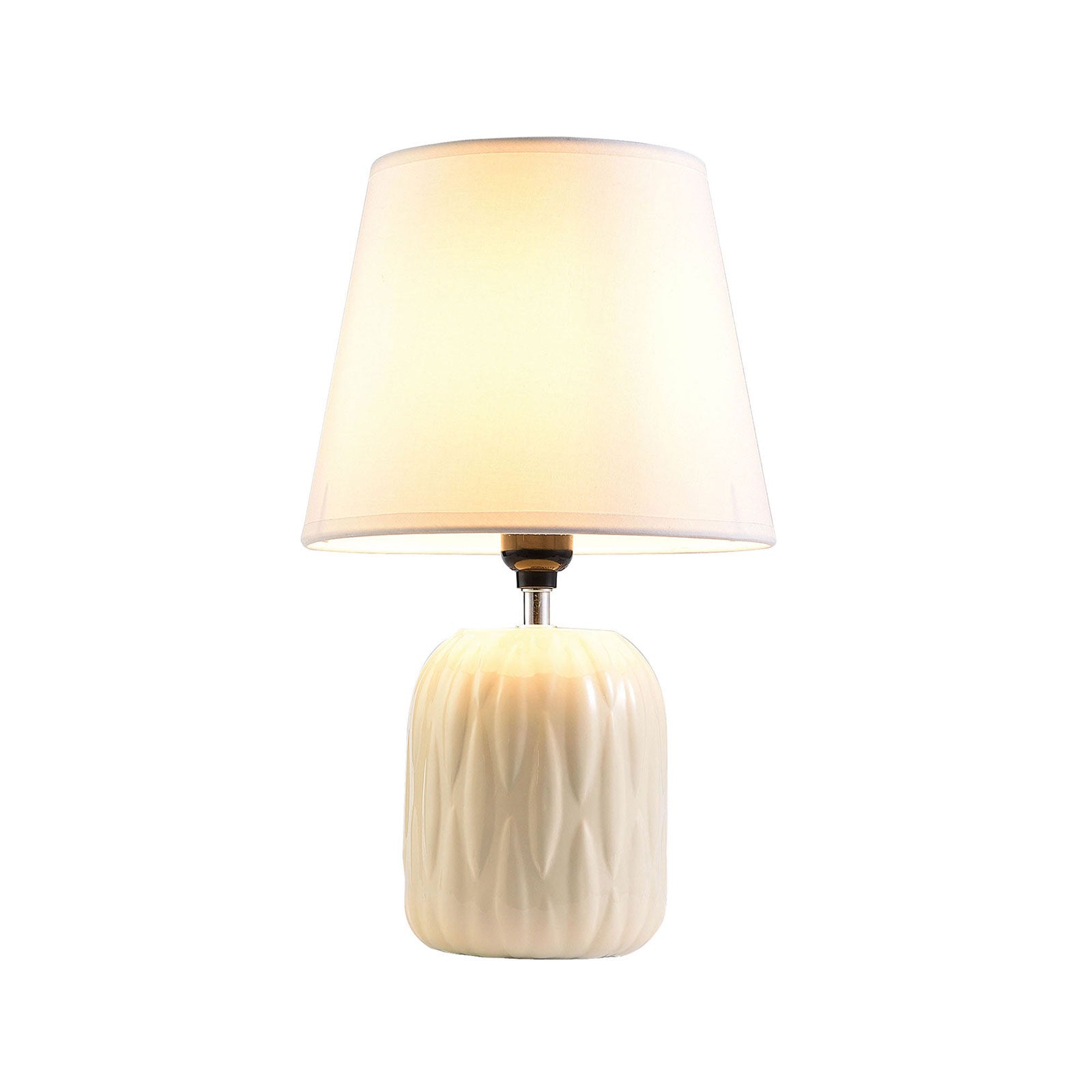 Contemporary Style Cylindrical Ripped Pattern Table Lamp Off white-zoom-1