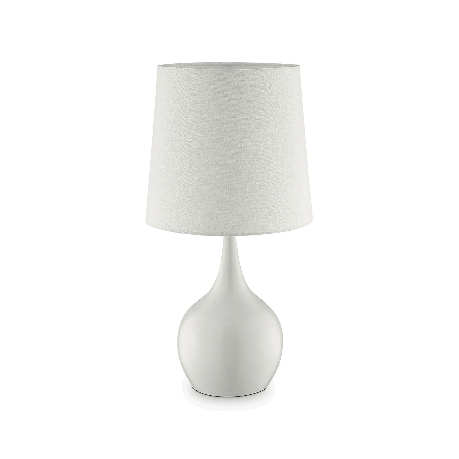 Contemporary Metal Bulb Like Base Table Lamp with Drum Shade White-zoom-1