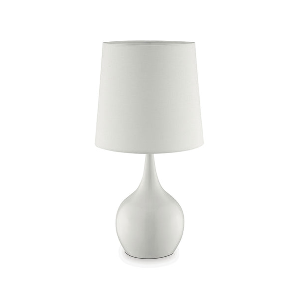 Contemporary Metal Bulb Like Base Table Lamp with Drum Shade White