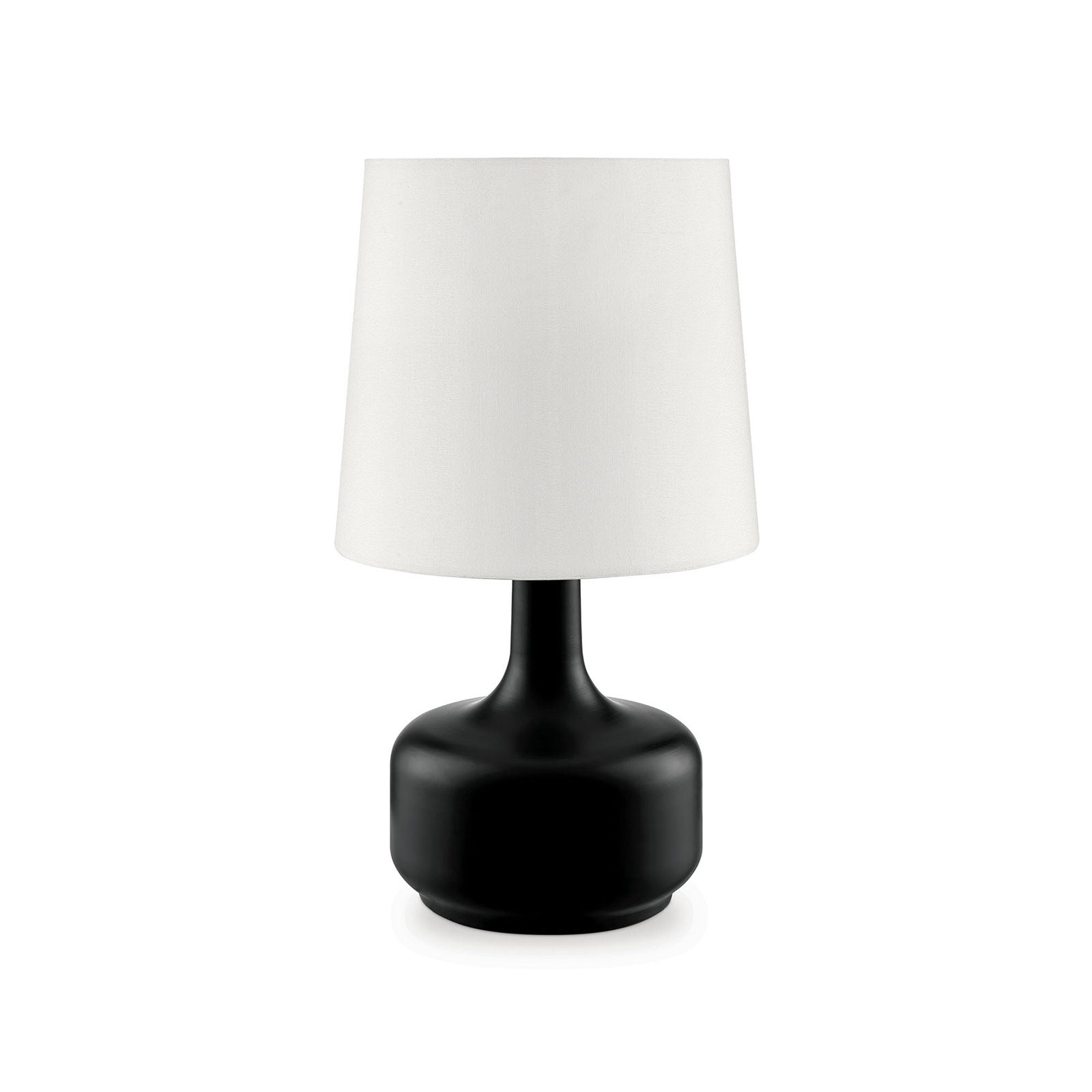 Pot Belly Base Table Lamp with Flared Shade and 3 Way Touch Light Black-zoom-1
