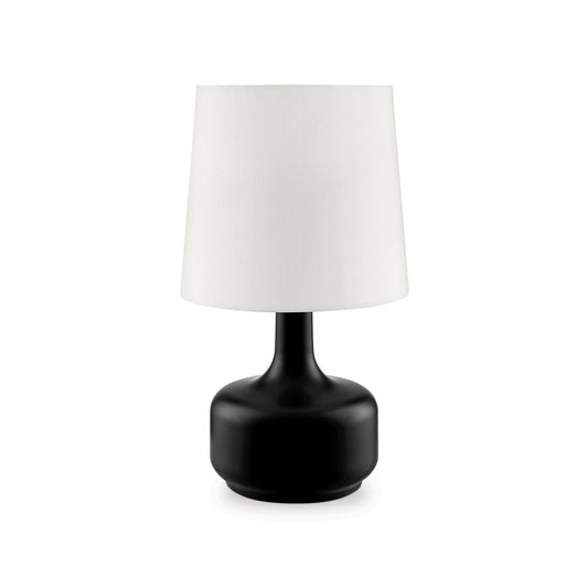 Pot Belly Base Table Lamp with Flared Shade and 3 Way Touch Light Black