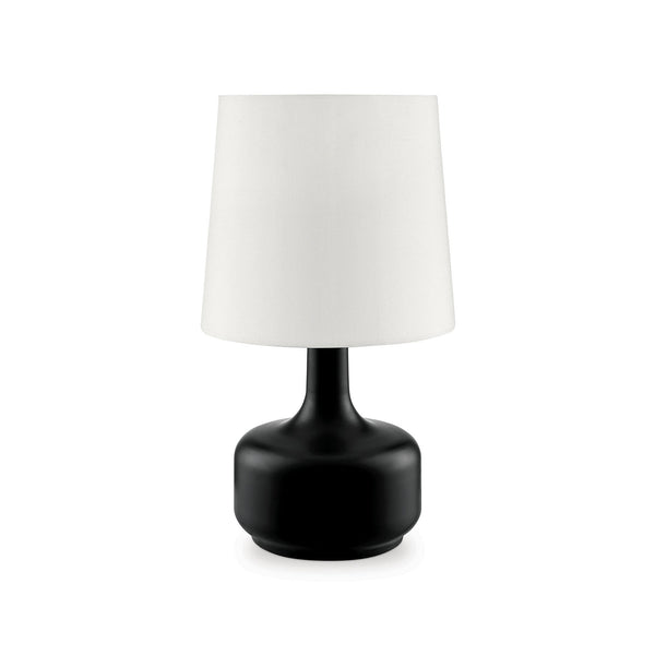Pot Belly Base Table Lamp with Flared Shade and 3 Way Touch Light Black