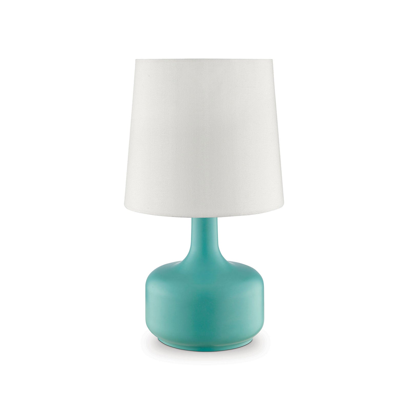 Metal Pot Belly Base Table Lamp with 3 Way Touch Light White and Sky Blue