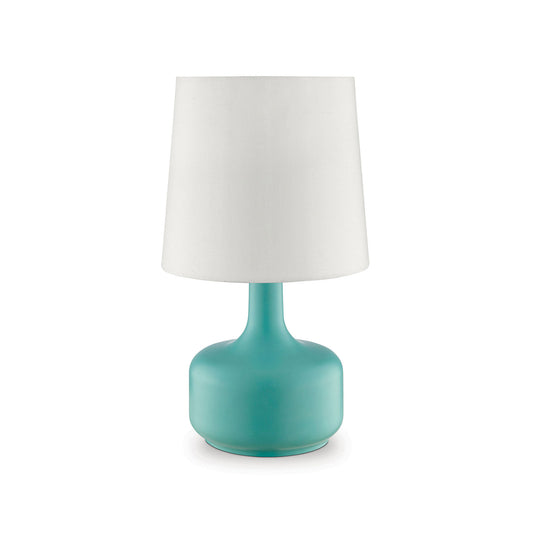 Metal Pot Belly Base Table Lamp with 3 Way Touch Light White and Sky Blue