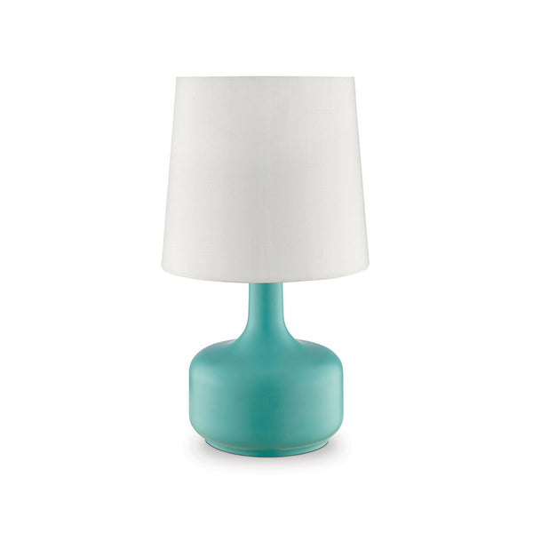 Metal Pot Belly Base Table Lamp with 3 Way Touch Light White and Sky Blue