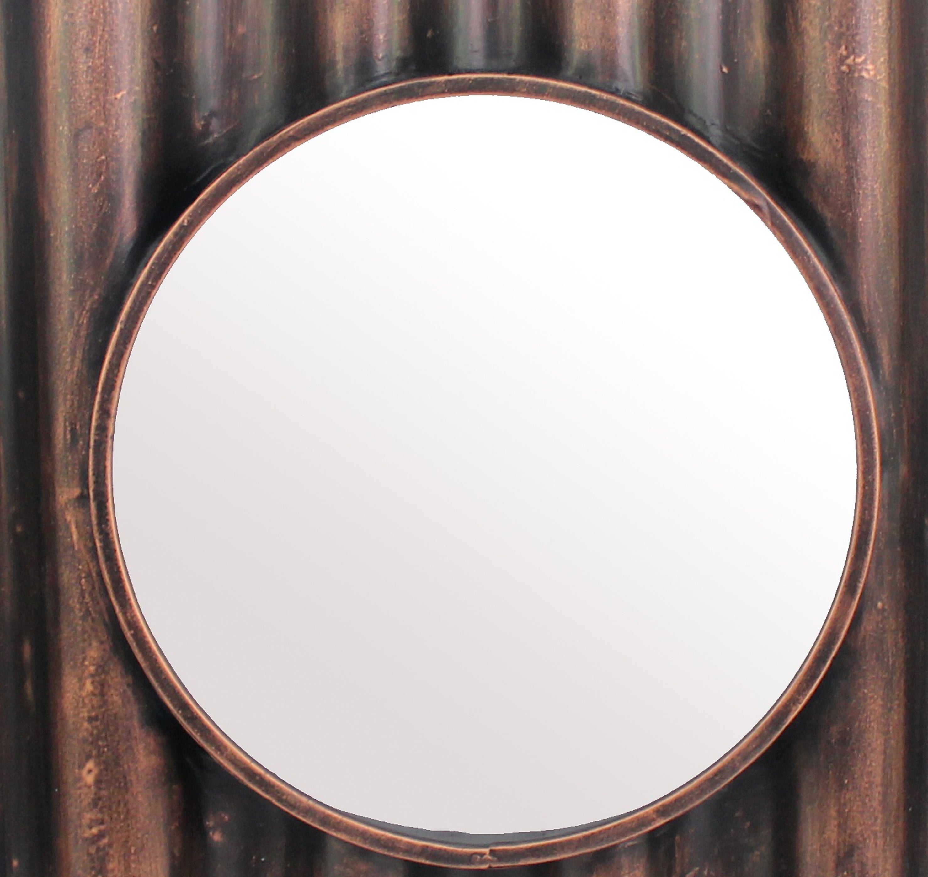 Traditional Style Wooden Round Mirror With Panpipe Style Frame Brown-zoom-3