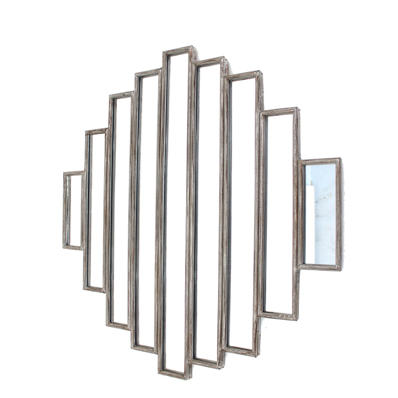 Wooden Wall Mirror With Multiple Framed Sculptures Silver-zoom-