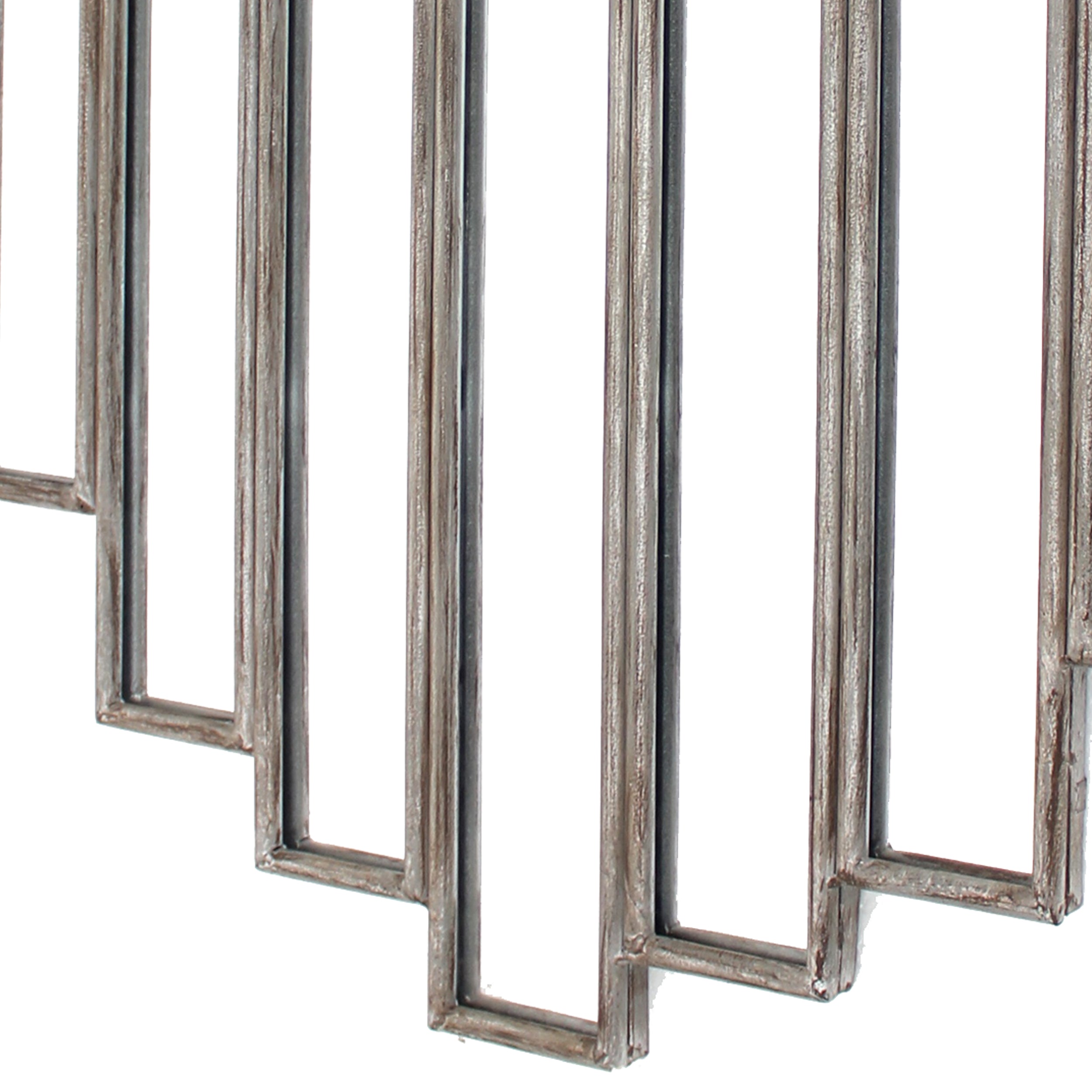 Wooden Wall Mirror With Multiple Framed Sculptures Silver