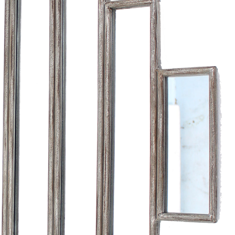 Wooden Wall Mirror With Multiple Framed Sculptures Silver-zoom-