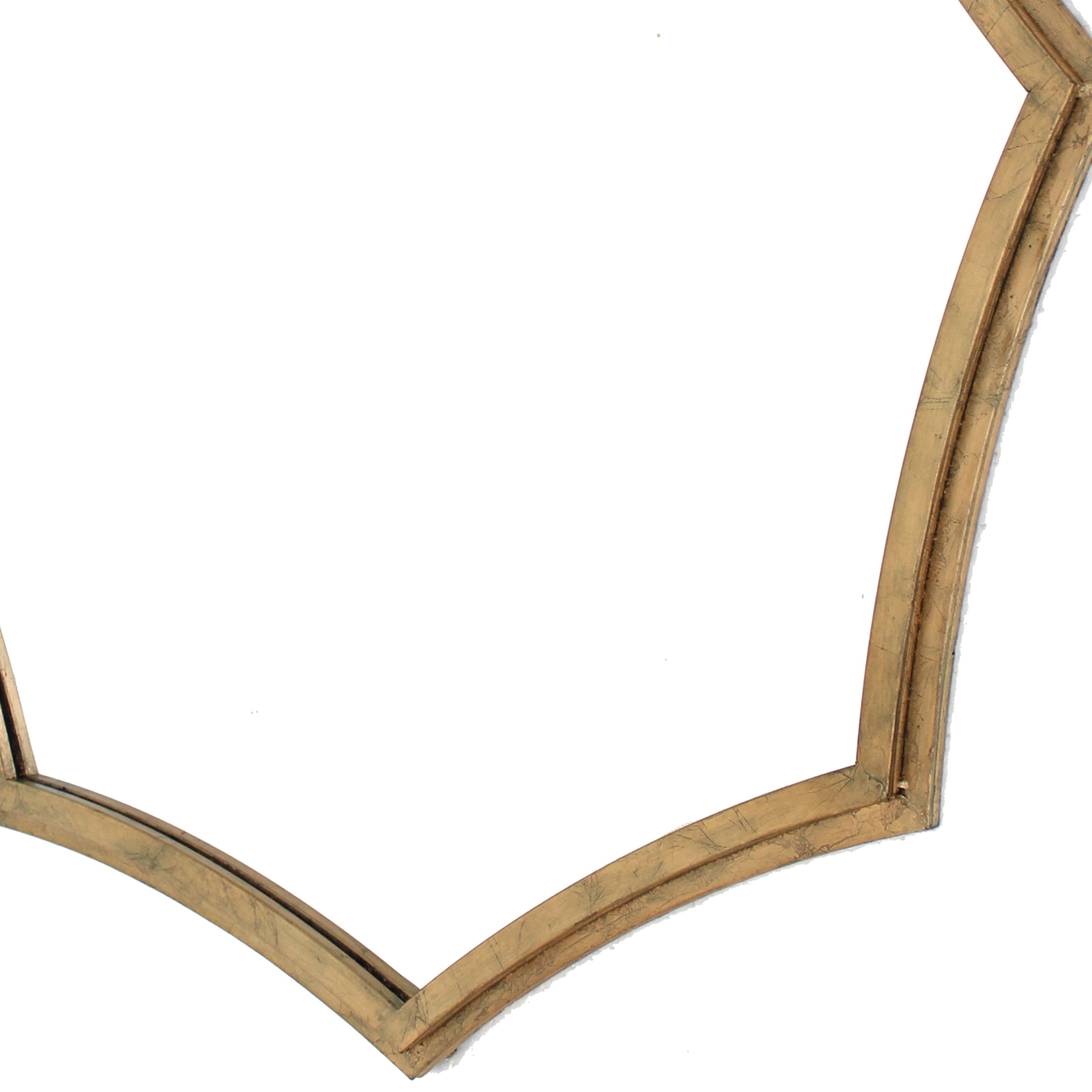 Wooden Wall Mirror With Curved Hexagram Shape Frame Brown-zoom-2