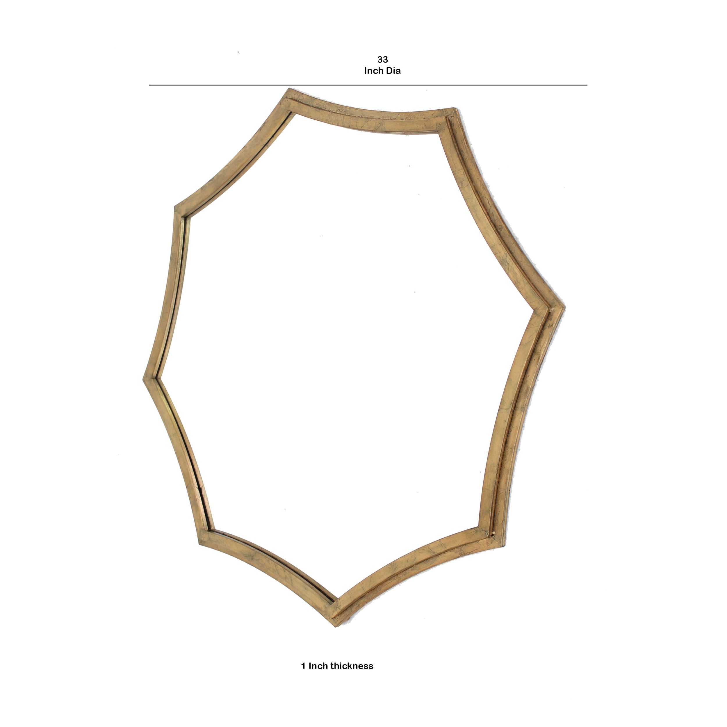 Wooden Wall Mirror With Curved Hexagram Shape Frame Brown-zoom-5