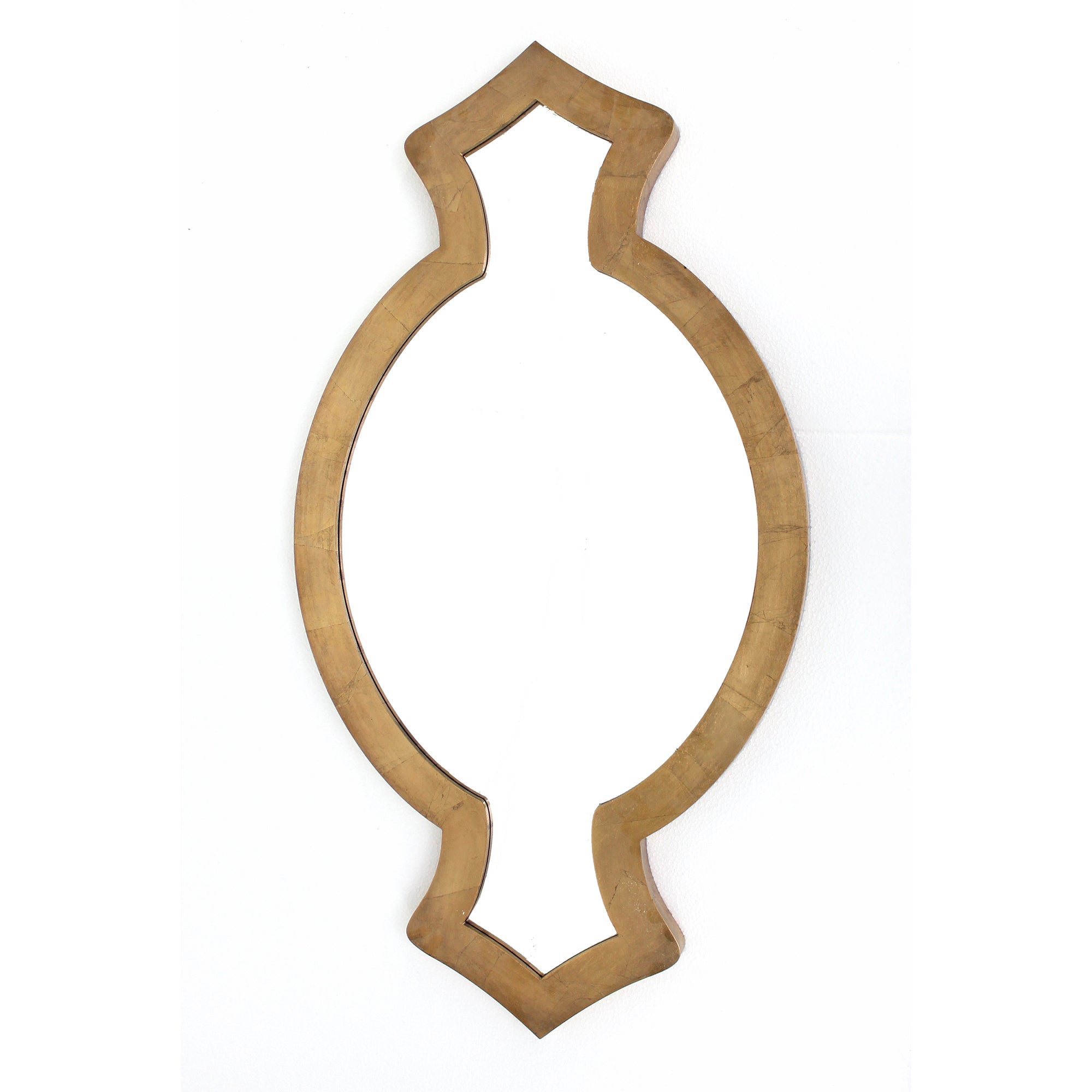 Contemporary Wooden Wall Mirror With Quatrefoil Shape Design Gold-zoom-1