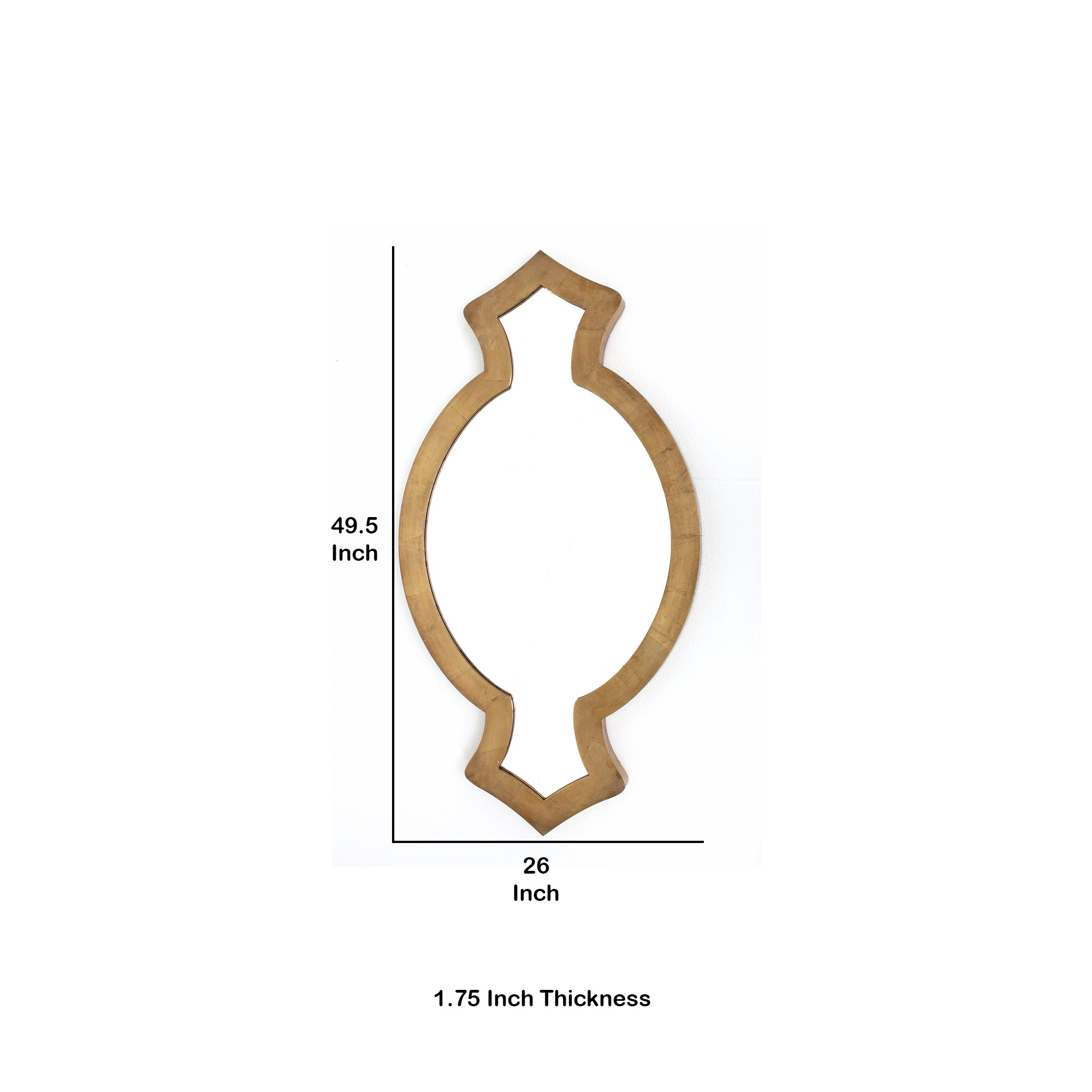 Contemporary Wooden Wall Mirror With Quatrefoil Shape Design Gold-zoom-5