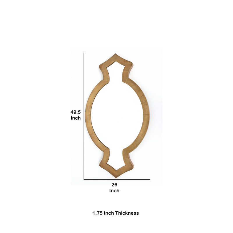 Contemporary Wooden Wall Mirror With Quatrefoil Shape Design Gold-zoom-