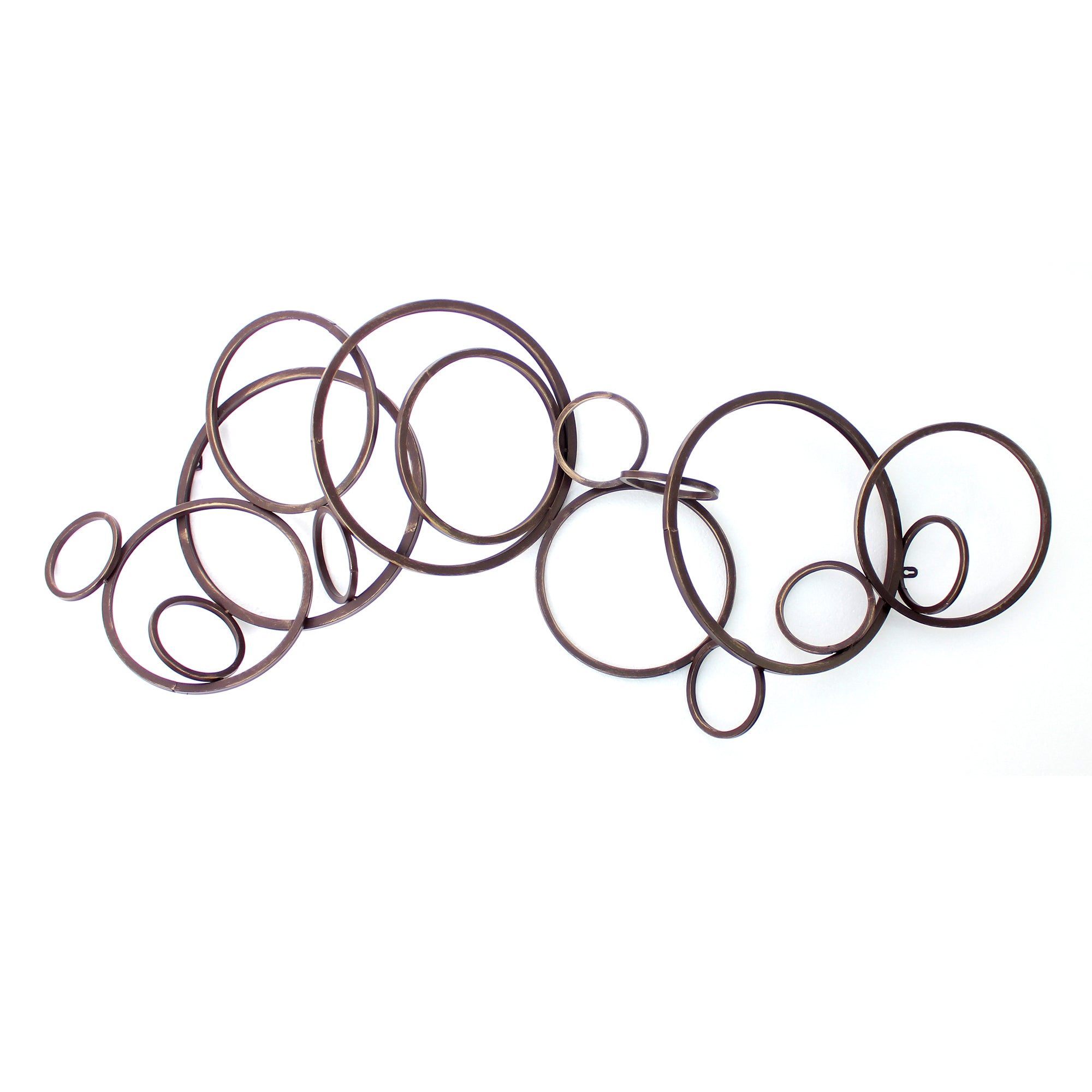 Industrial Style Metal Wall Decor With Multiple Circles Bronze-zoom-1