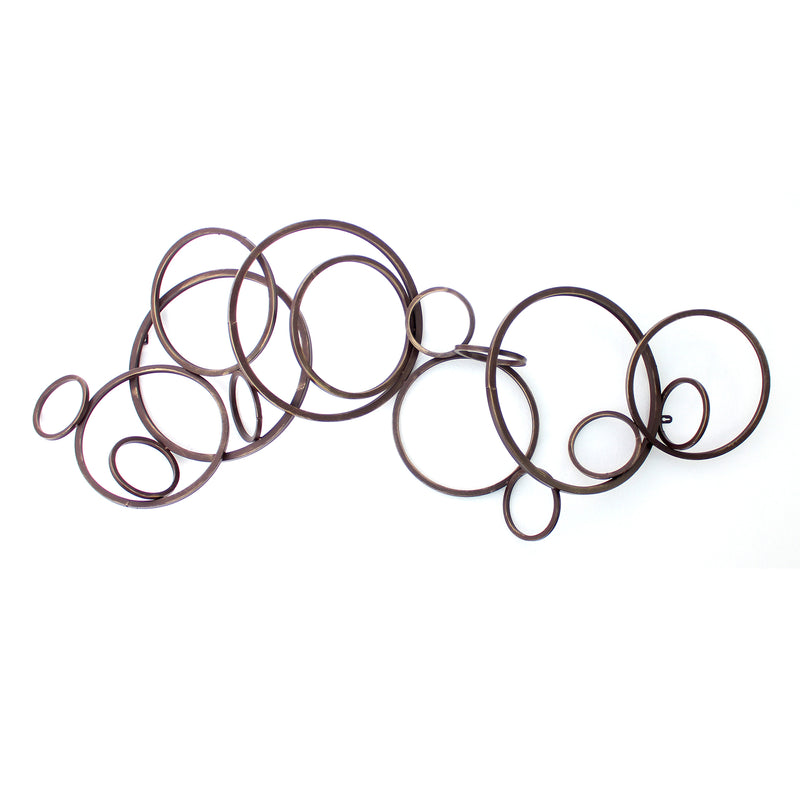Industrial Style Metal Wall Decor With Multiple Circles Bronze-zoom-