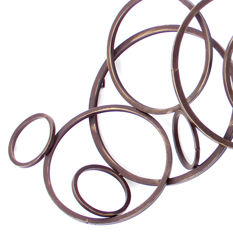 Industrial Style Metal Wall Decor With Multiple Circles Bronze-zoom-