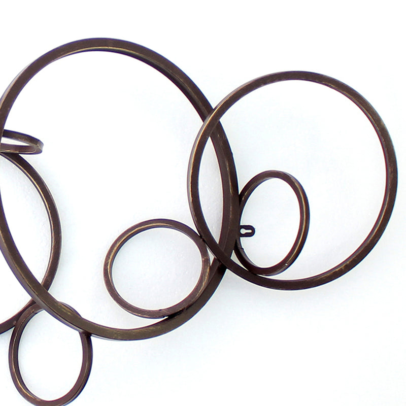 Industrial Style Metal Wall Decor With Multiple Circles Bronze-zoom-
