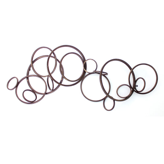 Industrial Style Metal Wall Decor With Multiple Circles Bronze