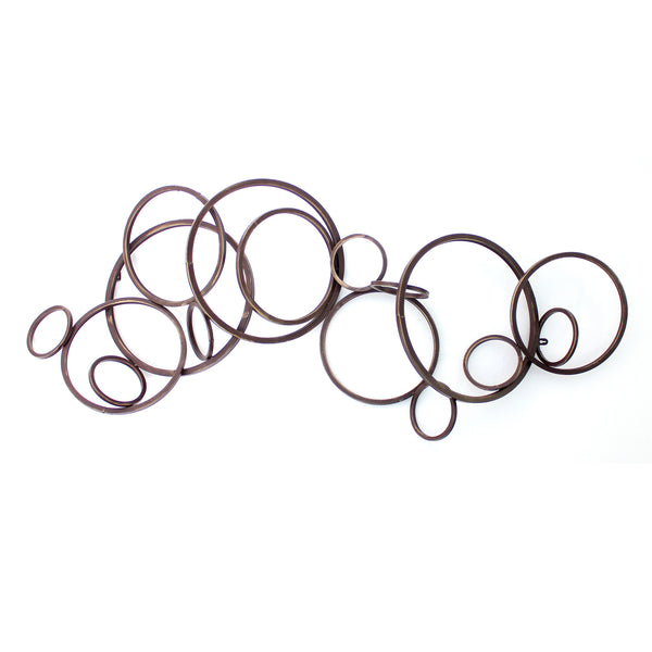 Industrial Style Metal Wall Decor With Multiple Circles Bronze