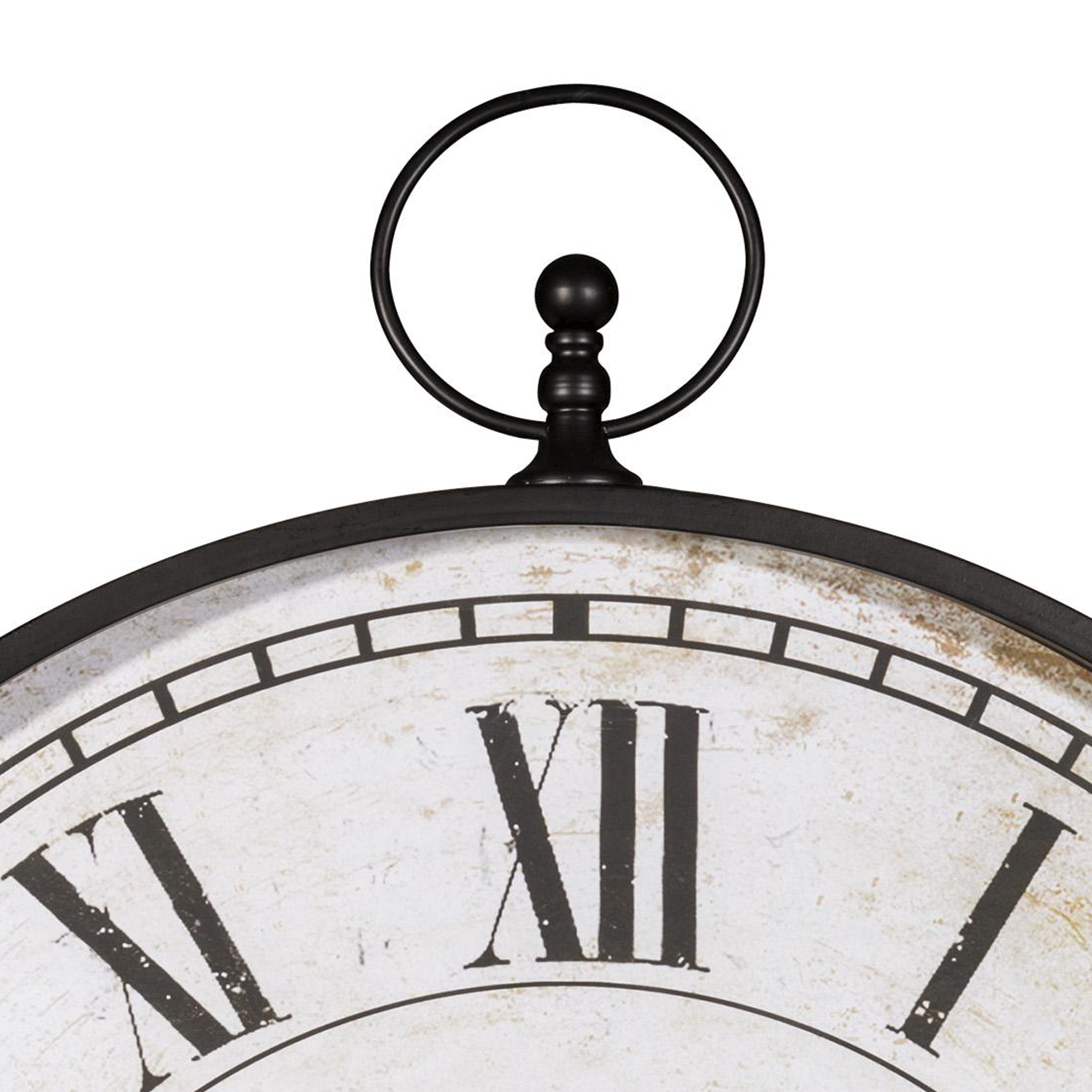 Round Metal Wall Clock With Roman Numerals Black And White-zoom-3