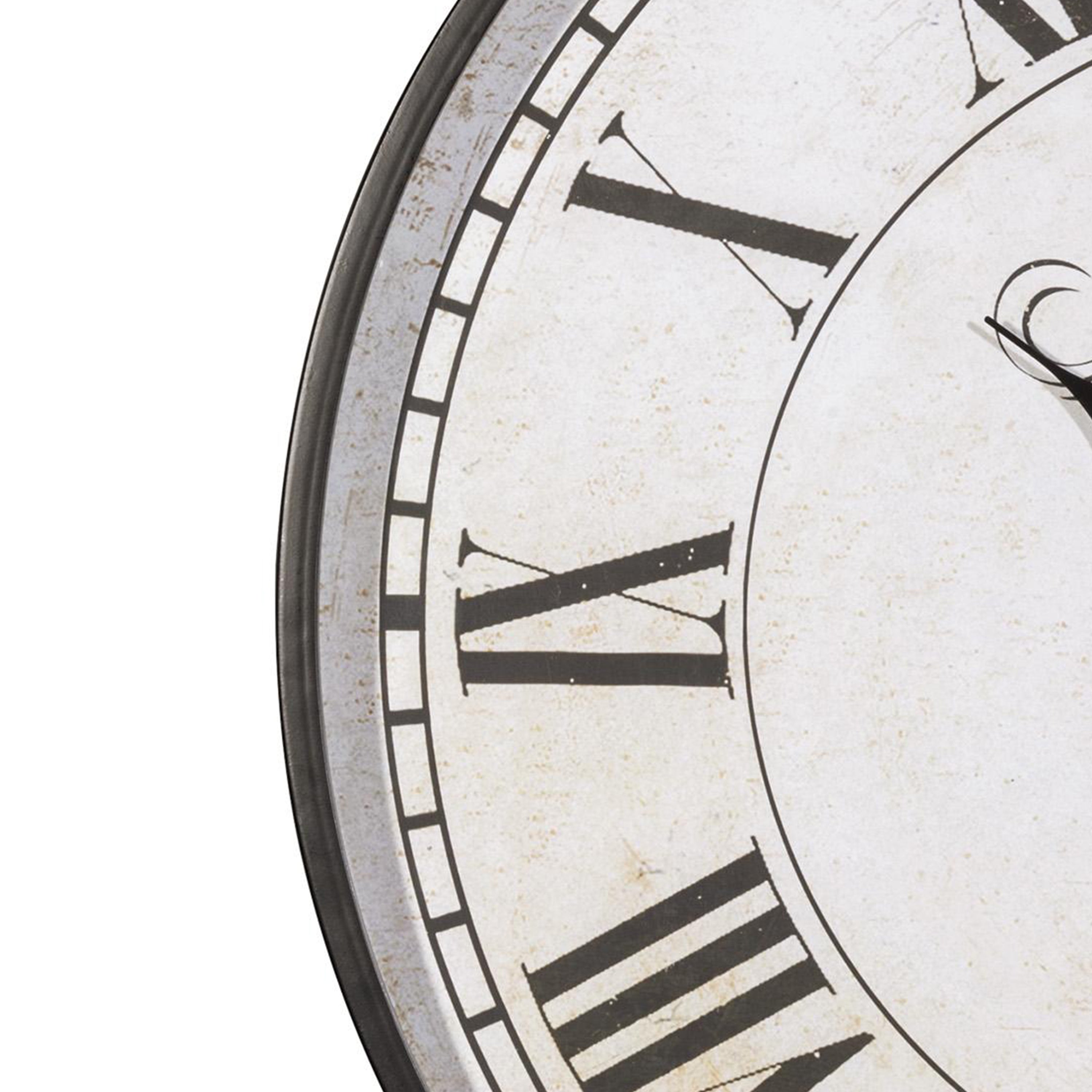 Round Metal Wall Clock With Roman Numerals Black And White-zoom-4