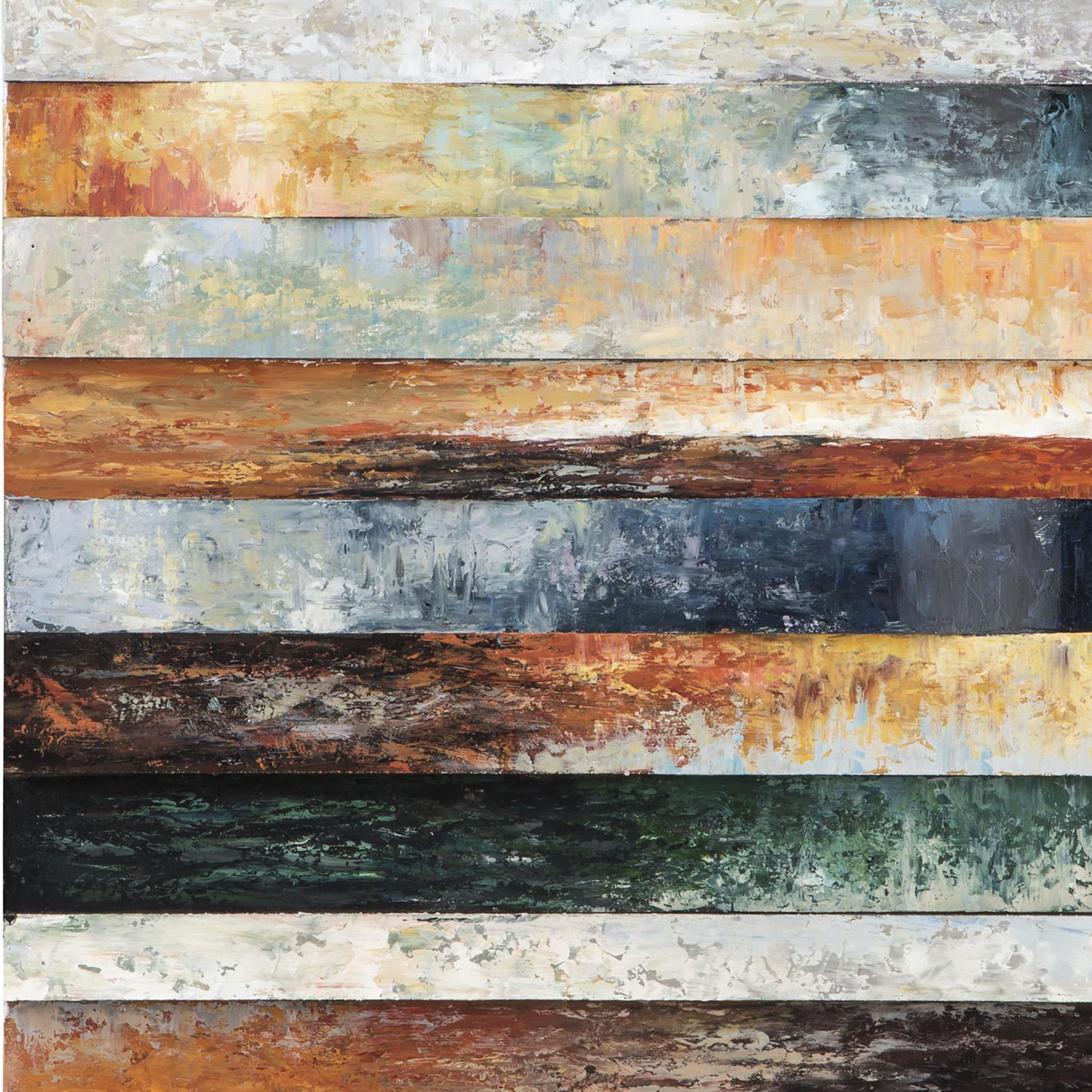 Plank Style Rectangular Wood And Metal Wall Decor Multicolor-zoom-2