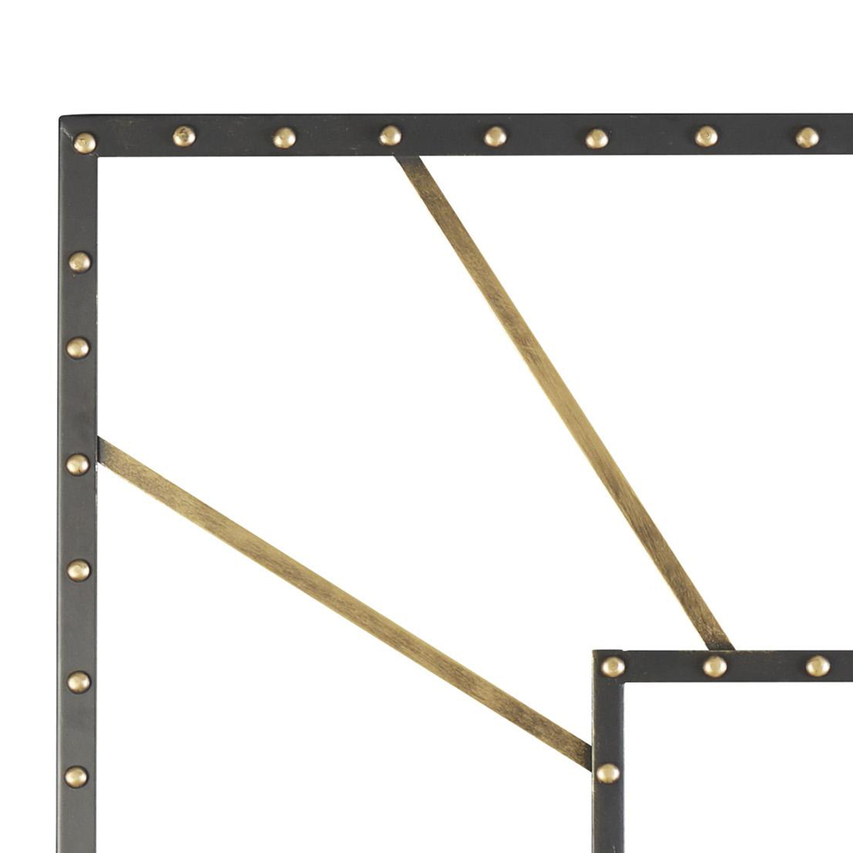 Square Open Frame Metal Wall Clock With Roman Numerals Black And Gold-zoom-4