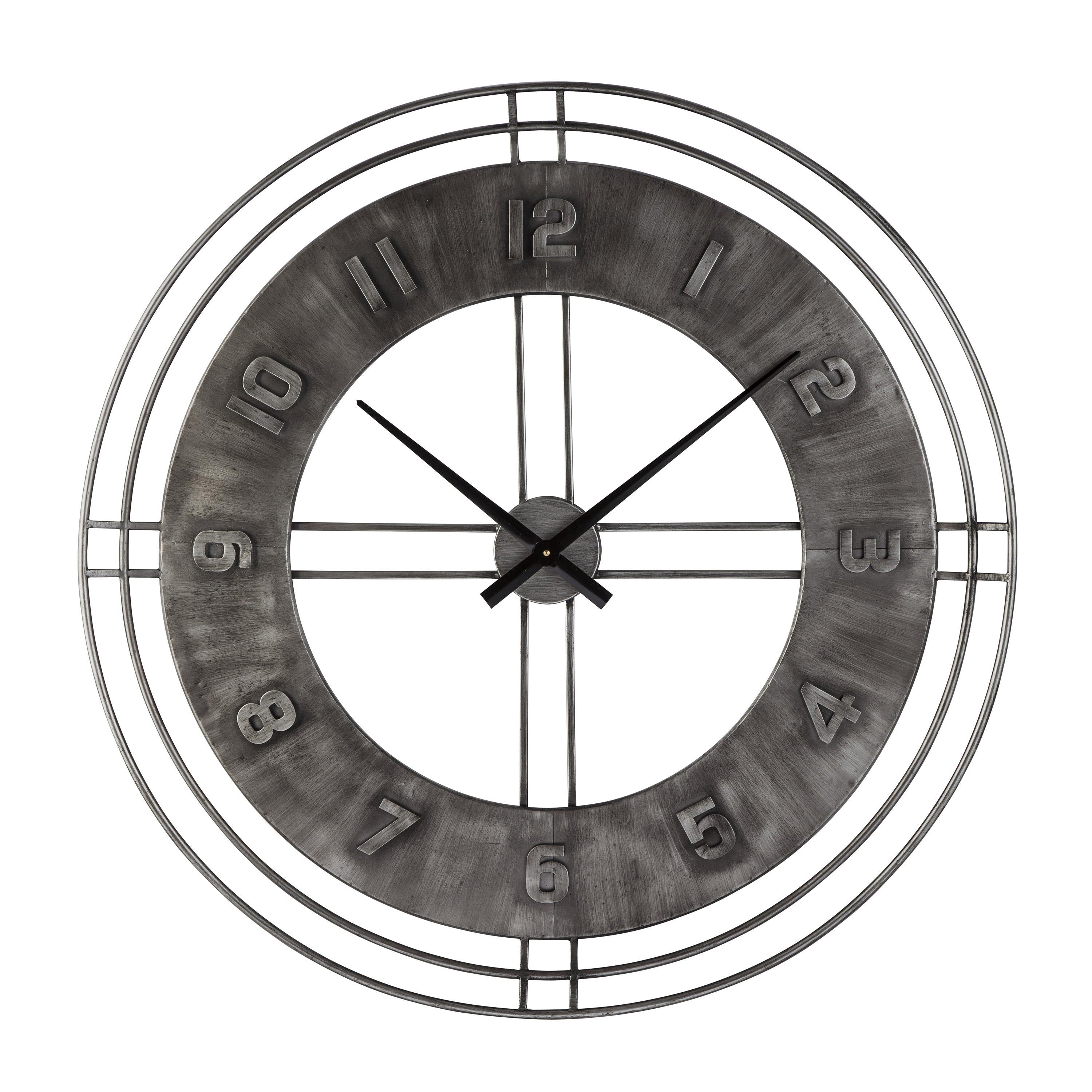 Industrial Round Metal Wall Clock With Roman Numerals Gray-zoom-1