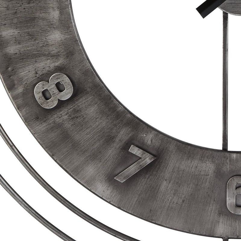 Industrial Round Metal Wall Clock With Roman Numerals Gray-zoom-