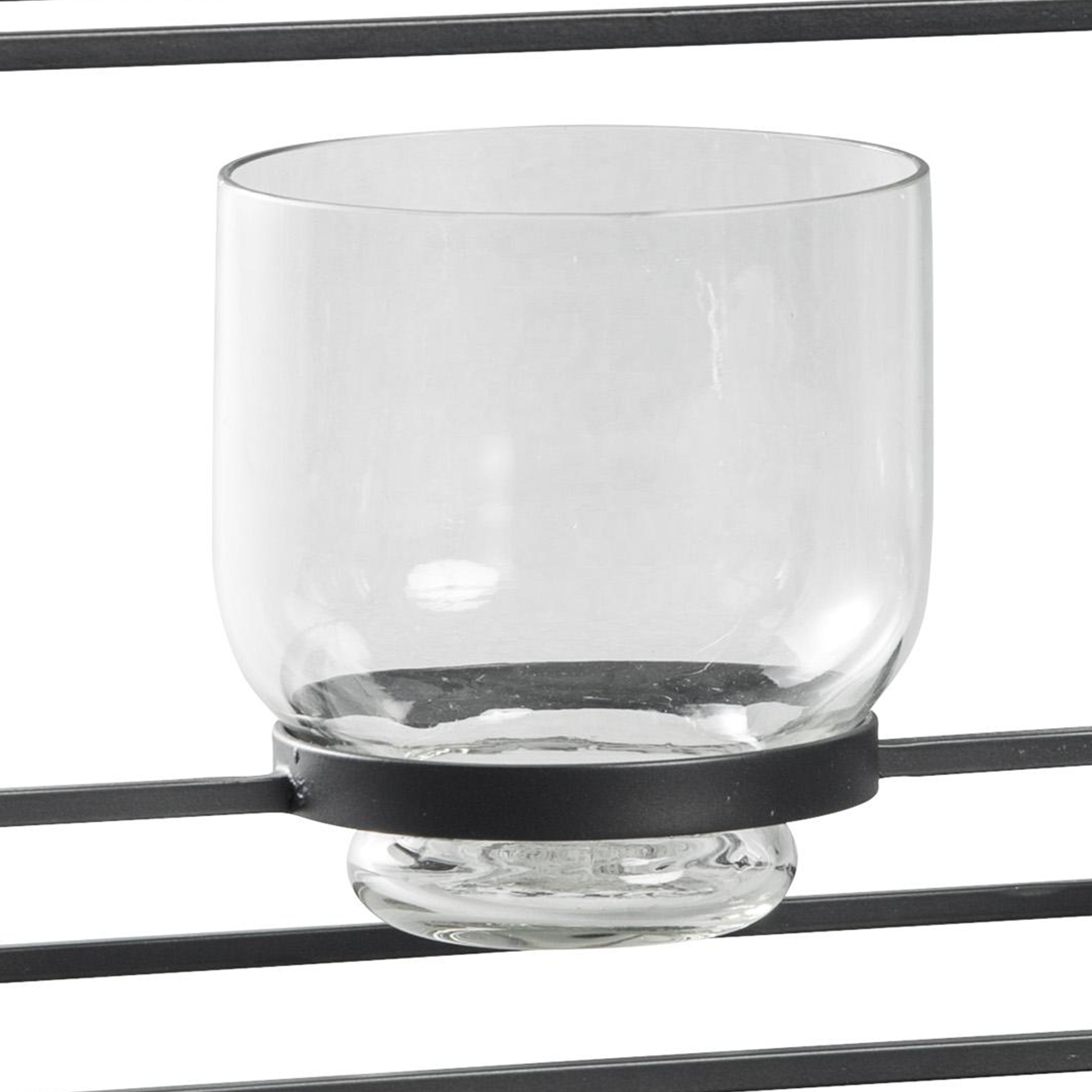3 Glass Hurricane Candle Holders With Metal Frame Black And Gold